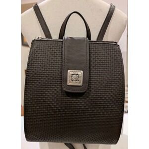 Vintage Genuine Cowhide Leather Backpack Brown Structured Woven Texture Mexico